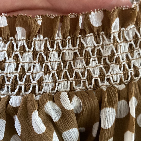 NWT J. Crew Smocked Waist Brown and White Polkadot Midi Dress🤍⭐️🤍 - Picture 6 of 11